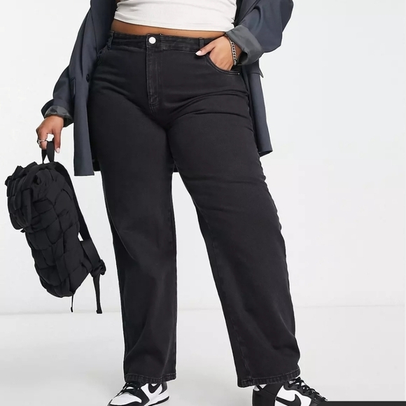 Cotton On Denim - Cotton:On Curve Loose Straight Leg Jeans in Black Size Women's 14 NEW with Tags